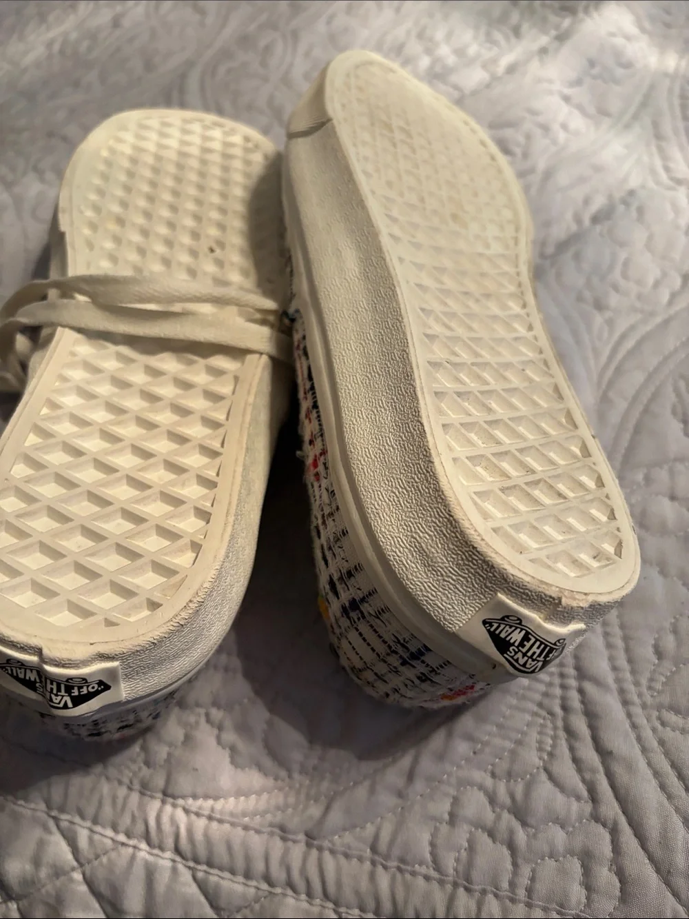 Vans Men’s Ivory Plaid Canvas Sneakers with Multicolor Accents
